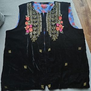 Embroidered Velvet Vest NWOT